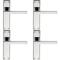 Loops 4x PAIR Straight Square Handle on Latch Backplate 180 x 40mm Polished Chrome