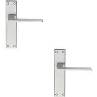 Loops 2x Flat Straight Lever on Latch Backplate Door Handle 180 x 40mm Satin Chrome