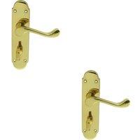 Loops 2x PAIR Victorian Upturned Lever on Bathroom Backplate 170 x 42mm Polished Brass in Metallics