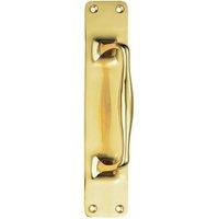 Loops One Piece Door Pull Handle on Backplate 297mm Length Polished Brass in Metallics