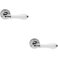 Loops 2x PAIR Porcelain Handle with Ringed Detailing 58mm Round Rose Polished Chrome