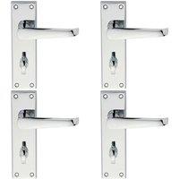Loops 4x PAIR Straight Victorian Lever on Bathroom Backplate 150 x 43mm Chrome