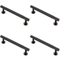 Loops 4x Knurled Bar Door Pull Handle 158 x 13mm 128mm Fixing Centres Matt Black