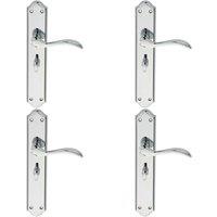 Loops 4x PAIR Curved Handle on Long Bathroom Backplate 245 x 45mm Polished Chrome