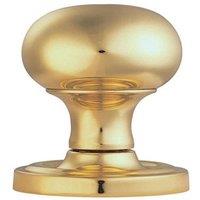 Loops PAIR Mushroom Mortice Door Knob 59mm Dia Concealed Rose Polished Brass in Metallics