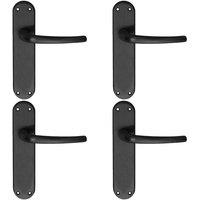 Loops 4x PAIR Slim Round Bar Handle on Shaped Latch Backplate 185 x 40mm Matt Black