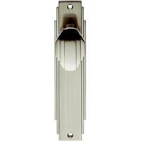 Loops PAIR Line Detailed Door Knob on Latch Backplate 205 x 45mm Satin Nickel in Metallics