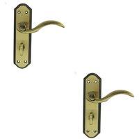 Loops 2x PAIR Spiral Sculpted Lever on Bathroom Backplate 180 x 48mm Florentine Bronze