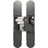 Loops 130 x 30mm Concealed Heavy Duty Hinge Fits Unrebated Doors Matt Nickel in Metallics