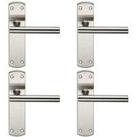 Loops 4x Mitred T Bar Lever Door Handle on Latch Backplate 172 x 44mm Satin Steel in Metallics