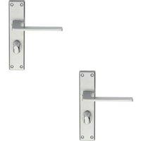 Loops 2x Flat Straight Lever on Bathroom Backplate Handle 180 x 40mm Satin Chrome
