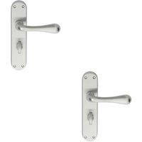 Loops 2x PAIR Smooth Round Bar Handle on Bathroom Backplate 185 x 40mm Satin Chrome