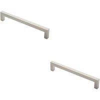 Loops 2x Square Mitred Door Pull Handle 319 x 19mm 300mm Fixing Centres Satin Steel in Metallics