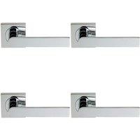 Loops 4x PAIR Flat Rectangular Bar Lever on Square Rose Concealed Fix Polished Chrome