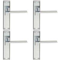 Loops 4x PAIR Flat Straight Lever on Latch Backplate Handle 180 x 40mm Satin Chrome
