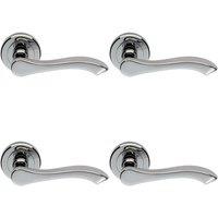 Loops 4x PAIR Scroll Shaped Handle on Chamfered Edged Round Rose Polished Chrome