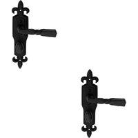 Loops 2x PAIR Forged Twisted Ornate on Bathroom Backplate 226 x 50mm Black Antique