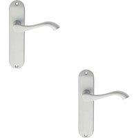 Loops 2x PAIR Curved Handle on Chamfered Latch Backplate 180 x 40mm Satin Chrome