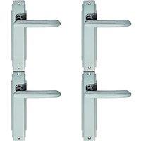 Loops 4x PAIR Line Detailed Handle on Latch Backplate 205 x 45mm Polished Chrome