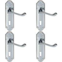 Loops 4x PAIR Victorian Upturned Handle on Lock Backplate 168 x 47mm Polished Chrome