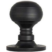 Loops PAIR Round Textured Mortice Door Knob 52mm Dia Matt Black Beehive Knob