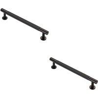 Loops 2x Knurled Bar Door Pull Handle 190 x 13mm 160mm Fixing Centres Matt Black