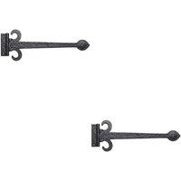Loops 2x PAIR 381mm Ornate Sword T Hinge Black Antique Internal Decorative Door Hinge