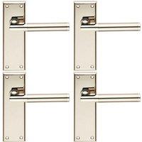 Loops 4x Round Bar Section Handle on Latch Backplate 150 x 50mm Polished Satin Nickel in Metallics