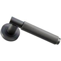 Loops PAIR Knurled Grip Round Bar Handle on Round Rose Concealed Fix Matt Bronze