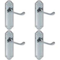 Loops 4x PAIR Victorian Upturned Handle on Latch Backplate 168 x 47mm Polished Chrome