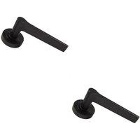 Loops 2x PAIR Straight Rounded Handle on Round Rose Concealed Fix Matt Black