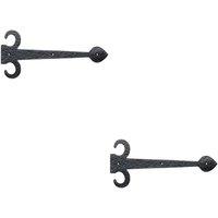 Loops 2x PAIR 380mm Ornate Sword Hinge Front Black Antique Decorative Door Plate