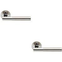 Loops 2x PAIR Round Bar Handle on Round Rose Concealed Fix Polished & Satin Steel in Metallics
