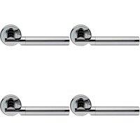 Loops 4x PAIR Round Bar Handle on Chamfered Edged Round Rose Satin & Polished Chrome