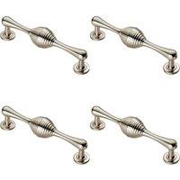 Loops 4x Reeded Beehive Handle on Round Rose & Stem 128mm Fixing Centres Nickel in Metallics