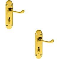Loops 2x PAIR Victorian Upturned Lever on Bathroom Backplate 170 x 42mm Brass in Metallics