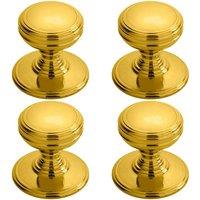 Loops 4x Ringed Tiered Cupboard Door Knob 38mm Diameter Polished Brass Cabinet Handle in Metallics
