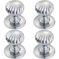 Loops 4x Flower Design Textured Cupboard Door Knob 31mm Diameter Polished Chrome