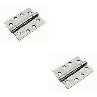 Loops 2x PAIR 102 x 76 x 3mm Ball Bearing Hinge Bright Stainless Steel Interior Door in Metallics