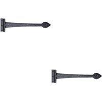Loops 2x PAIR 380 x 102mm Ornate T Hinge Black Antique Internal Decorative Door Hinge