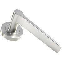 Loops PAIR Straight Rounded Handle on Round Rose Concealed Fix Satin Nickel in Metallics