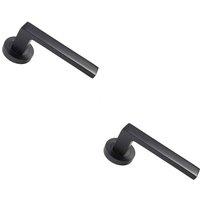 Loops 2x PAIR Straight Square Handle on Round Rose Concealed Fix Matt Black Finish
