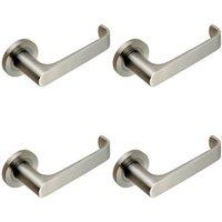Loops 4x PAIR Straight Bold Faced Safety Handle Concealed Fix Round Rose Satin Steel in Metallics