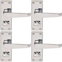 Loops 4x Straight Victorian Handle on Rectangular Bathroom Backplate Polished Chrome