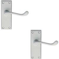 Loops 2x PAIR Victorian Scroll Lever on Short Latch Backplate 118 x 43mm Satin Chrome