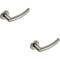 Loops 2x PAIR Curved Round Bar Handle on Round Rose Concealed Fix Satin Steel in Metallics