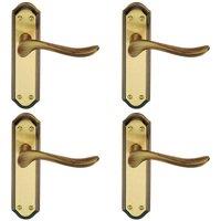 Loops 4x PAIR Curved Handle on Sculpted Latch Backplate 180 x 48mm Florentine Bronze
