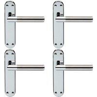 Loops 4x Round Bar Lever on Latch Backplate Door Handle 180 x 40mm Chrome & Nickel in Metallics