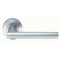 Loops PAIR Round Recessed Bar Handle on Round Rose Concealed Fix Satin Chrome