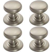 Loops 4x Smooth Ringed Cupboard Door Knob 28mm Dia Satin Nickel Cabinet Handle in Metallics